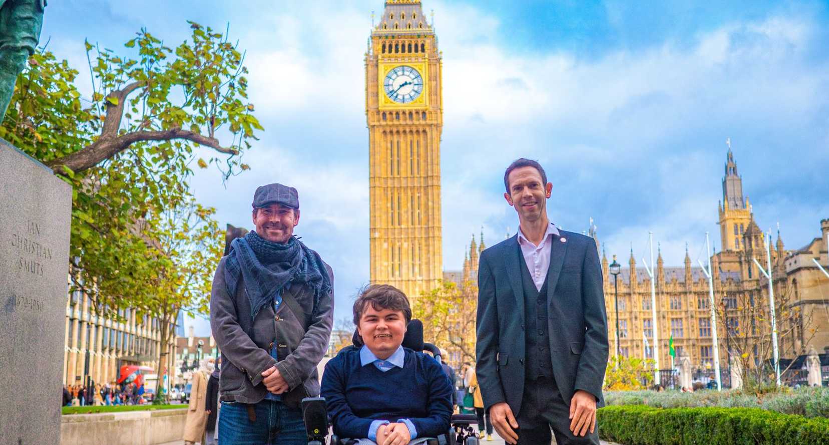 Photo of Liam outside parliament